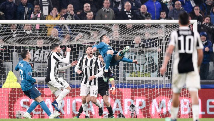 TURIN, ITALY - APRIL 03: Cristiano Ronaldo of Real Madrid scores 0-2 goal during the UEFA Champions League Quarter Final Leg One match between Juventus and Real Madrid at Allianz Stadium on April 3, 2018 in Turin, Italy. (Photo by Daniele Badolato - Juventus FC/Juventus FC via Getty Images) TURIN, ITALY - APRIL 03: Cristiano Ronaldo of Real Madrid scores 0-2 goal during the UEFA Champions League Quarter Final Leg One match between Juventus and Real Madrid at Allianz Stadium on April 3, 2018 in Turin, Italy. (Photo by Daniele Badolato - Juventus FC/Juventus FC via Getty Images)