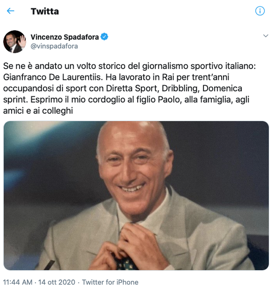Lutto nel giornalismo, è morto Gianfranco De Laurentiis: il mondo dello sport gli rende omaggio- immagine 3