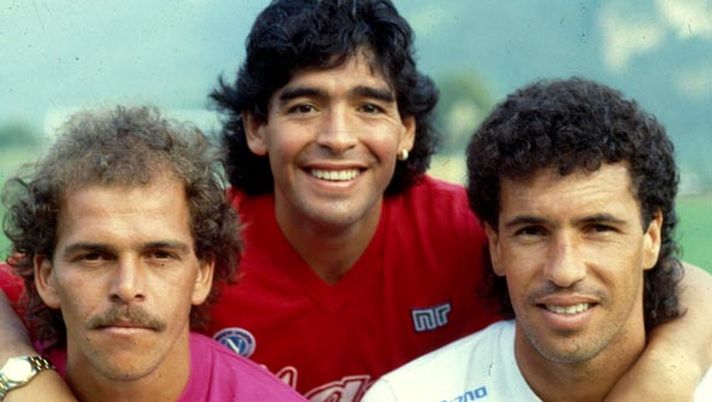Maradona, Careca e Alemao (Photo by SSC NAPOLI via Getty Images) 
