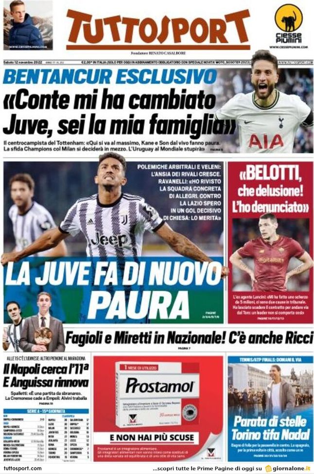 PRIMA PAGINA – Tuttosport: “Juve, inizia la battaglia”