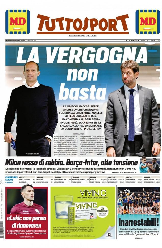 EDICOLA TS / Juve, la vergogna non basta. Barça-Inter, alta tensione - immagine 1