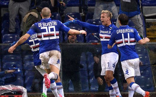 GENOA, ITALY - FEBRUARY 03: Maxi Lopez of UC Sampdoria #7 celebrates scoring the first goal during the Serie A match between Genoa CFC and UC Sampdoria at Stadio Luigi Ferraris on February 3, 2014 in Genoa, Italy. (Photo by Claudio Villa/Getty Images) GENOA, ITALY - FEBRUARY 03: Maxi Lopez of UC Sampdoria #7 celebrates scoring the first goal during the Serie A match between Genoa CFC and UC Sampdoria at Stadio Luigi Ferraris on February 3, 2014 in Genoa, Italy. (Photo by Claudio Villa/Getty Images)