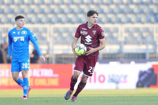 EMPOLI, ITALY - JANUARY 28: Samuele Ricci of Torino FC reacts during the Serie A match between Empoli FC and Torino FC at Stadio Carlo Castellani on January 28, 2023 in Empoli, Italy. (Photo by Gabriele Maltinti/Getty Images)