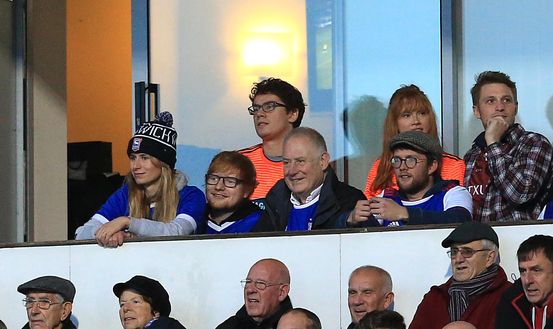 IPSWICH, ENGLAND - DECEMBER 22: Ipswich Town fan and singer Ed Sheeran looks on during the Sky Bet Championship match between Ipswich Town and Sheffield United at Portman Road on December 22, 2018 in Ipswich, England. (Photo by Stephen Pond/Getty Images) IPSWICH, ENGLAND - DECEMBER 22: Ipswich Town fan and singer Ed Sheeran looks on during the Sky Bet Championship match between Ipswich Town and Sheffield United at Portman Road on December 22, 2018 in Ipswich, England. (Photo by Stephen Pond/Getty Images)