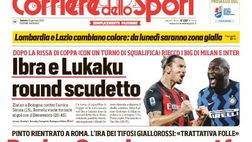 Prima Pagina, Corriere dello Sport: “Dzeko-Sanchez non si fa. Ibra e Lukaku, round scudetto”