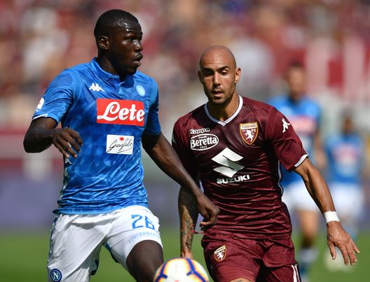 TURIN, ITALY - SEPTEMBER 23:Simone Zaza (R) of Torino FC competes with Kalidou Koulibaly of SSC Napoli during the Serie A match between Torino FC and SSC Napoli at Stadio Olimpico di Torino on September 23, 2018 in Turin, Italy. (Photo by Valerio Pennicino/Getty Images) TURIN, ITALY - SEPTEMBER 23:Simone Zaza (R) of Torino FC competes with Kalidou Koulibaly of SSC Napoli during the Serie A match between Torino FC and SSC Napoli at Stadio Olimpico di Torino on September 23, 2018 in Turin, Italy. (Photo by Valerio Pennicino/Getty Images)