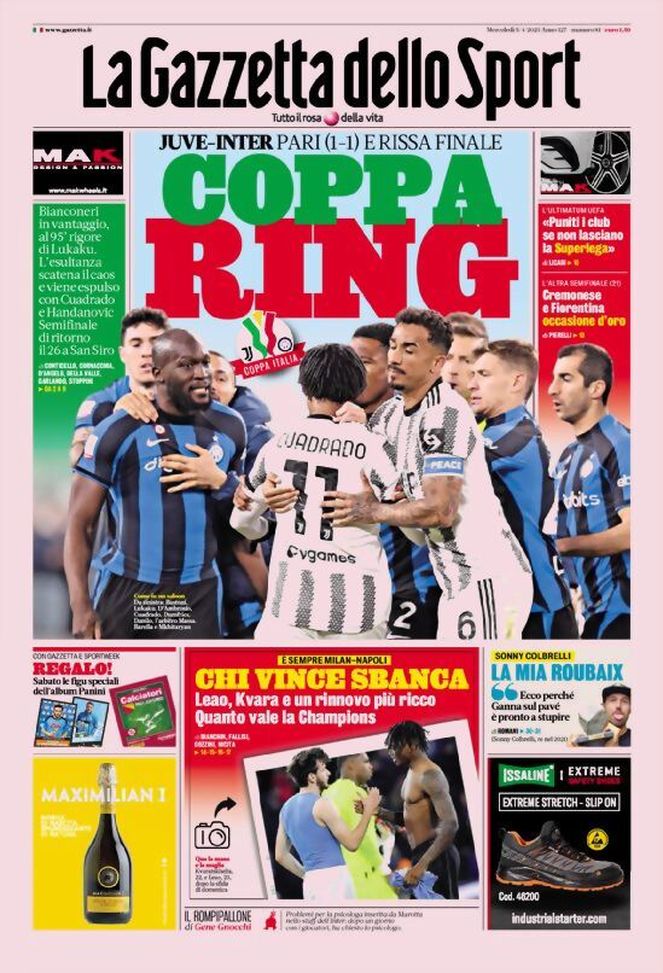 Prima pagina Gazzetta dello Sport 05/04/2023
