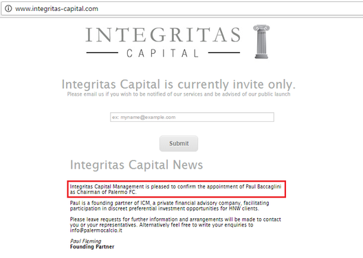 dal sito ufficiale dell'Integritas Capital dal sito ufficiale dell'Integritas Capital