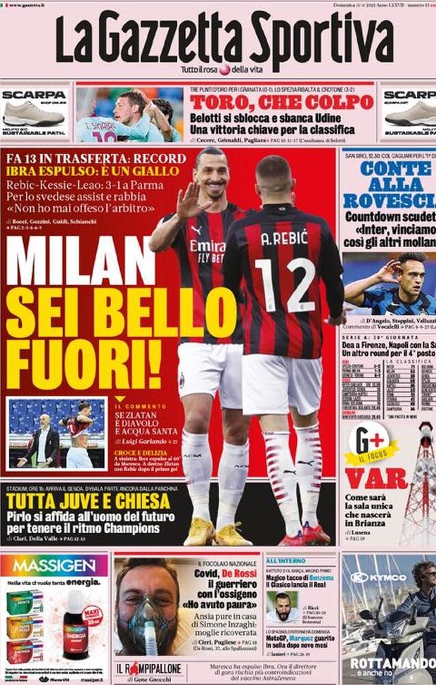 Gazzetta Dello Sport La Prima Pagina Di Oggi 11 Aprile 21 Pianeta Milan