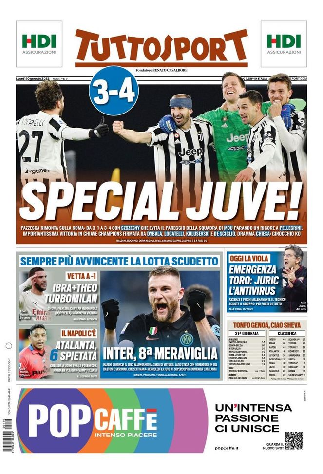 Prima Pagina, Tuttosport: “Special Juve! Dramma Chiesa. Inter, 8ª meraviglia“ - immagine 1