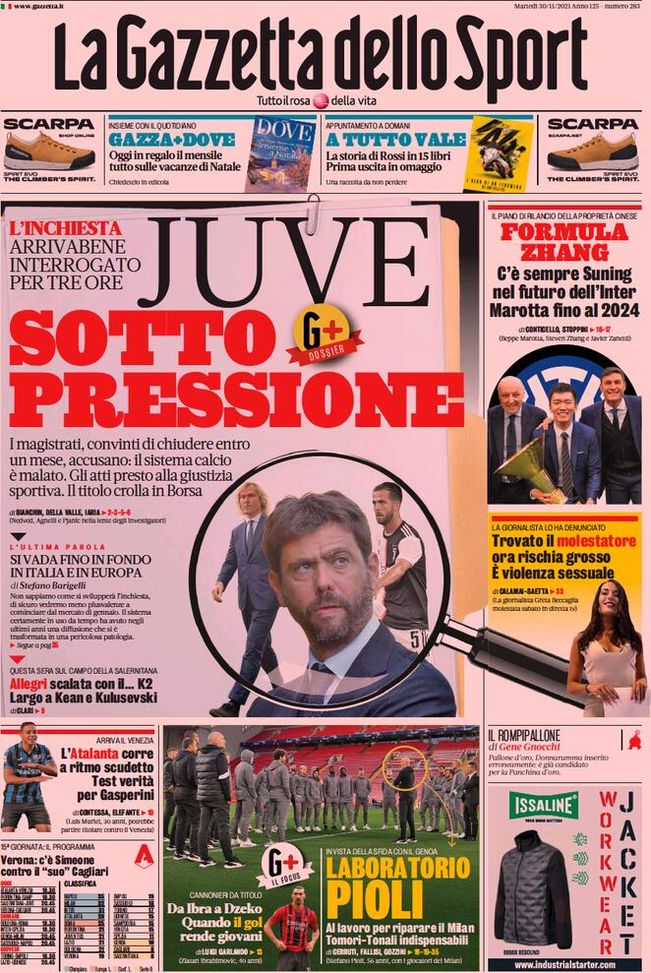Prima Pagina, La Gazzetta dello Sport: “Juventus sotto pressione” 