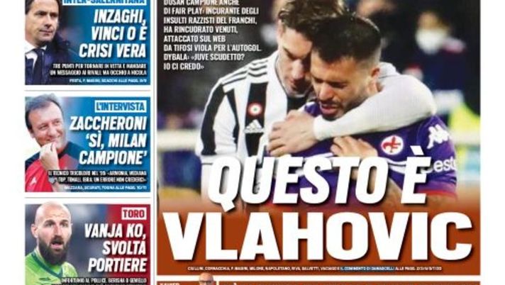 Prima Pagina, Tuttosport: “Questo è Vlahovic. Inzaghi, vinci o è crisi vera” Prima Pagina, Tuttosport: “Questo è Vlahovic. Inzaghi, vinci o è crisi vera” - immagine 1