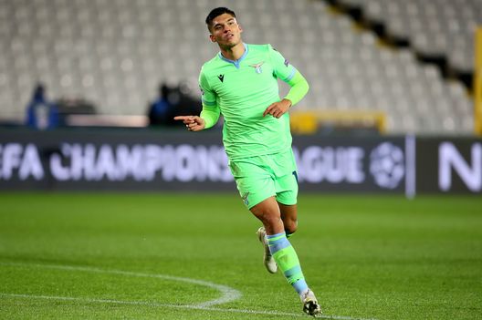 BRUGGE, BELGIUM - OCTOBER 28: Joaquin Correa of SS Lazio celebrates a opening goal during the UEFA Champions League Group F stage match between Club Brugge KV and SS Lazio at Jan Breydel Stadium on October 28, 2020 in Brugge, Belgium. (Photo by Giampiero Sposito/Getty Images) BRUGGE, BELGIUM - OCTOBER 28: Joaquin Correa of SS Lazio celebrates a opening goal during the UEFA Champions League Group F stage match between Club Brugge KV and SS Lazio at Jan Breydel Stadium on October 28, 2020 in Brugge, Belgium. (Photo by Giampiero Sposito/Getty Images)