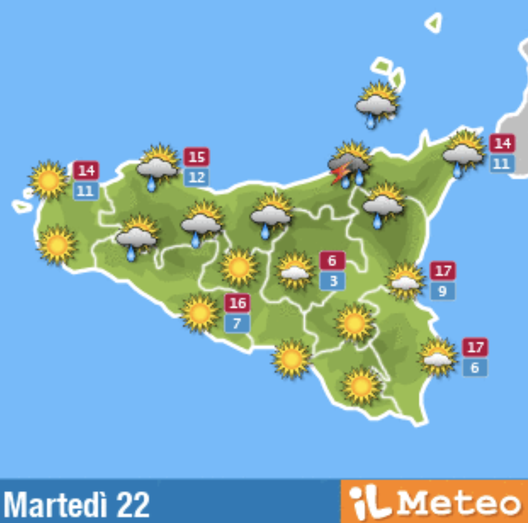 Meteo Palermo, nubi sparse e poco nuvoloso: le previsioni di mertedì 22 febbraio 2022 meteo