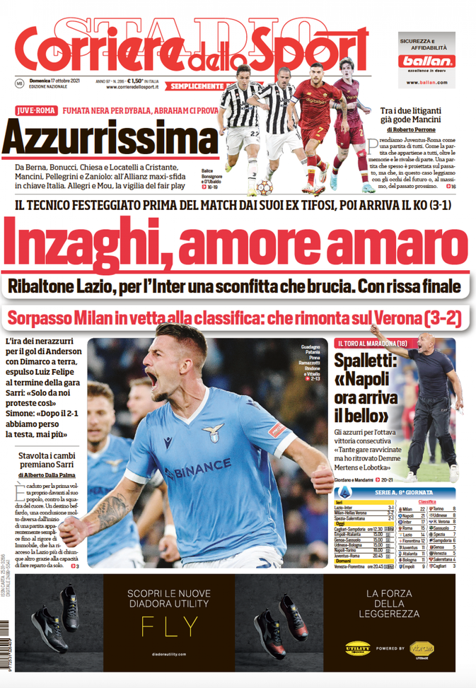 Prima Pagina, Corriere dello Sport: “Inzaghi, amore amaro. Azzurrissima” - immagine 1