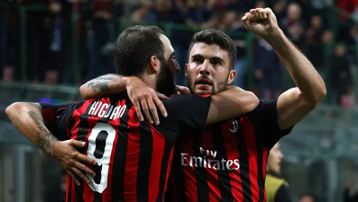 L'esultanza di Cutrone e Higuain