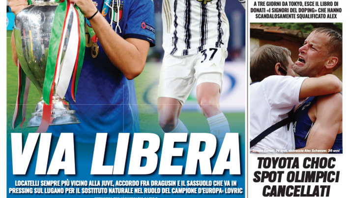 Prima Pagina, Tuttosport: “Via libera. Locatelli sempre più vicino alla Juve”  Prima Pagina, Tuttosport: “Via libera. Locatelli sempre più vicino alla Juve”