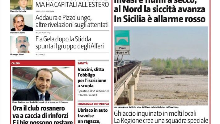 Prima Pagina, Giornale di Sicilia: “Il Palermo va a caccia di rinforzi. E i big possono restare” 