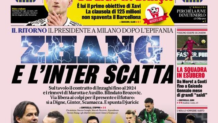 Prima Pagina, La Gazzetta dello Sport: “Zhang e l’Inter scatta. De Ligt in Barça”  Prima Pagina, La Gazzetta dello Sport: “Zhang e l’Inter scatta. De Ligt in Barça” - immagine 1