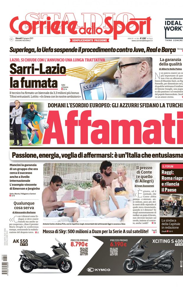 Prima Pagina, Corriere dello Sport: “Affamati. Sarri-Lazio, la fumata” 