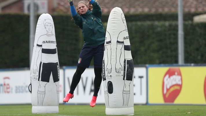 FLORENCE, ITALY - FEBRUARY 14: Laura Giuliani of Italy Women during training session at Coverciano on February 14, 2022 in Florence, Italy. (Photo by Gabriele Maltinti/Getty Images)