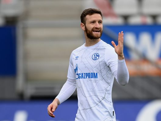  FREIBURG IM BREISGAU, GERMANY - APRIL 17: Shkodran Mustafi of Schalke gestures during the Bundesliga match between Sport-Club Freiburg and FC Schalke 04 at Schwarzwald-Stadion on April 17, 2021 in Freiburg im Breisgau, Germany. Sporting stadiums around Germany remain under strict restrictions due to the Coronavirus Pandemic as Government social distancing laws prohibit fans inside venues resulting in games being played behind closed doors. (Photo by Matthias Hangst/Getty Images) 