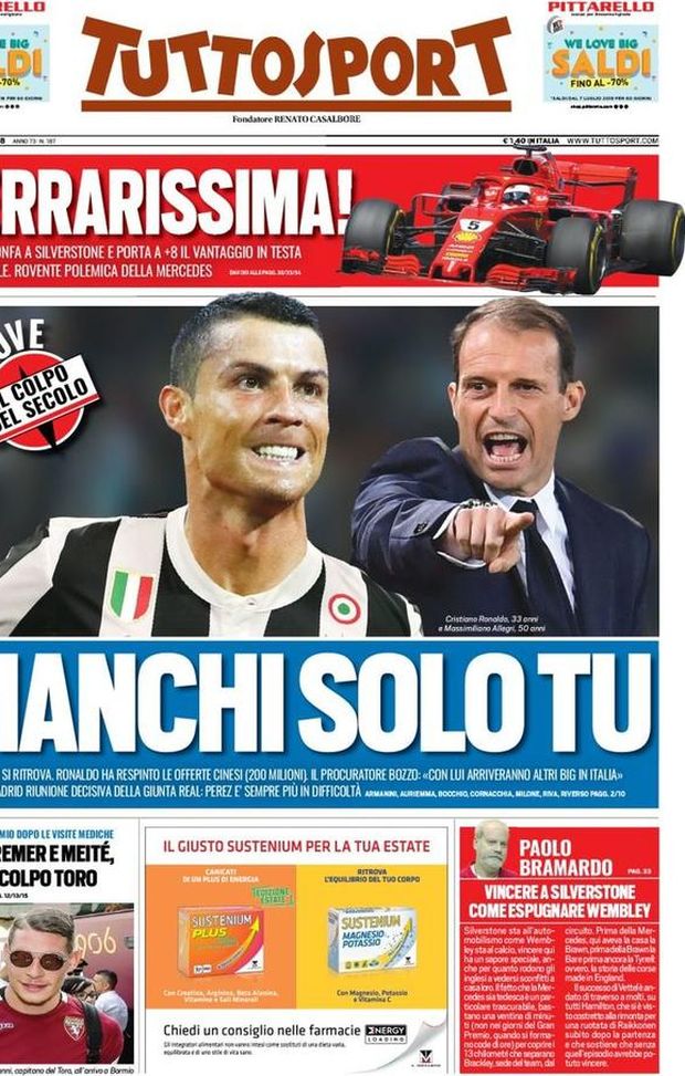 Prima Pagina, Tuttosport: “Manchi solo tu. Ecco Bremer e Meité. Ferrarissima…”  Prima Pagina, Tuttosport: “Manchi solo tu. Ecco Bremer e Meité. Ferrarissima…”