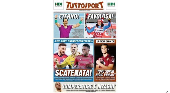 Prima Pagina, Tuttosport: “Scatenata! Juve, Gatti e Nandez con Zakaria” Prima Pagina