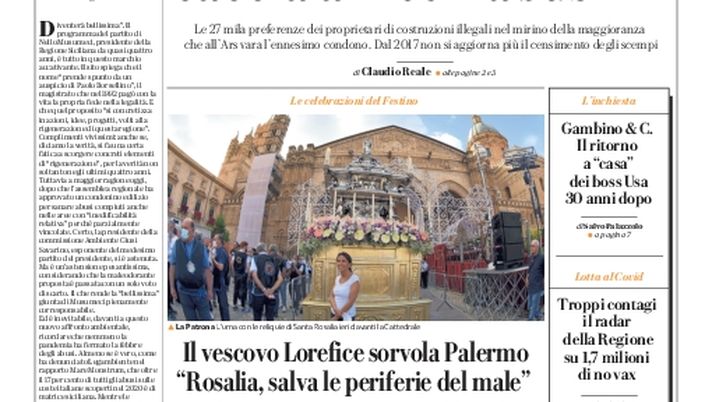 Prima Pagina, La Repubblica-Palermo: “Sanatoria elettorale, caccia ai voti ‘abusivi'”  Prima Pagina, La Repubblica-Palermo: “Sanatoria elettorale, caccia ai voti ‘abusivi'”