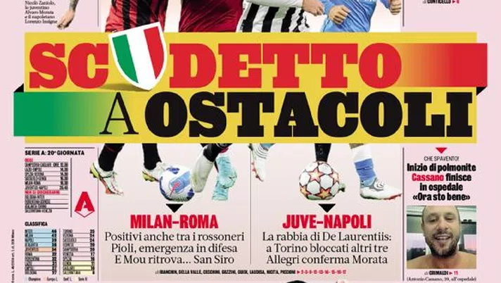 Prima Pagina, La Gazzetta dello Sport: “Scudetto a ostacoli. Il Covid sconvolge la A” - immagine 1