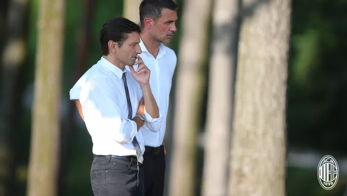 Leonardo e Paolo Maldini, responsabili dell'area tecnico-sportiva del Milan (credits: acmilan.com)