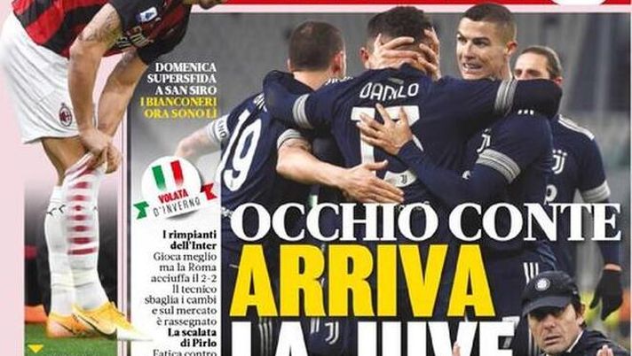 Prima Pagina, La Gazzetta dello Sport: “Ibra ricomincia da +3. Occhio Conte, arriva la Juve”  Prima Pagina, La Gazzetta dello Sport: “Ibra ricomincia da +3. Occhio Conte, arriva la Juve”