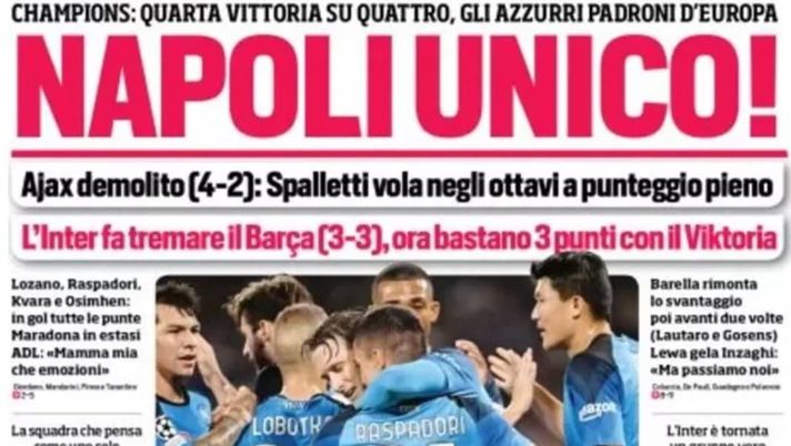 IL NAPOLI SUI MEDIA – Le prime pagine dei giornali di oggi 13 ottobre 2022 - immagine 1