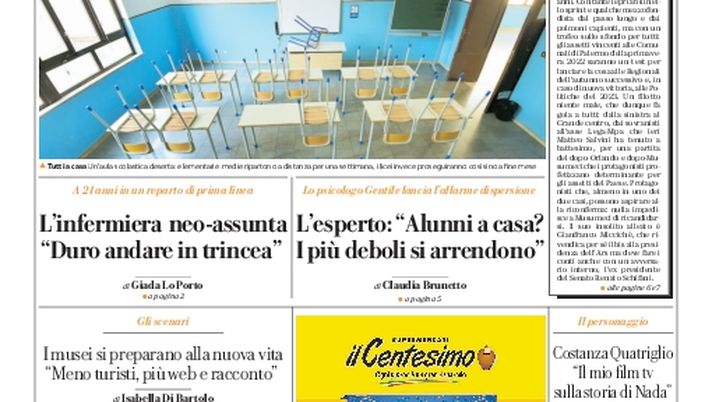 Prima Pagina, La Repubblica-Palermo: “Scuole chiuse, negozi no. Arriva la stretta morbida” Prima Pagina, La Repubblica-Palermo: “Scuole chiuse, negozi no. Arriva la stretta morbida”