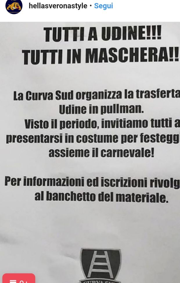 "Carnevalata" dei tifosi veronesi a Udine "Carnevalata" dei tifosi veronesi a Udine