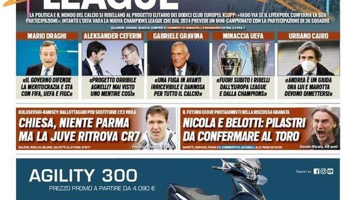 Prima Pagina, Tuttosport: &#8220;No! Chiesa, niente Parma ma la Juve ritrova CR7. Nicola e Belotti, pilastri da confermare al Toro&#8221; 