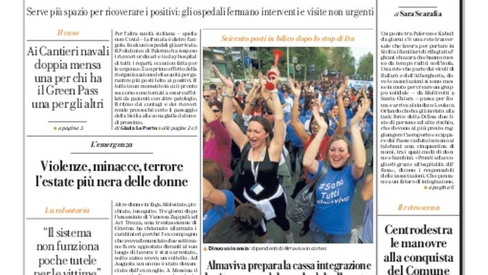 Prima Pagina, La Repubblica: “Sicilia verso zona gialla, in tilt sanità non-Covid“ 