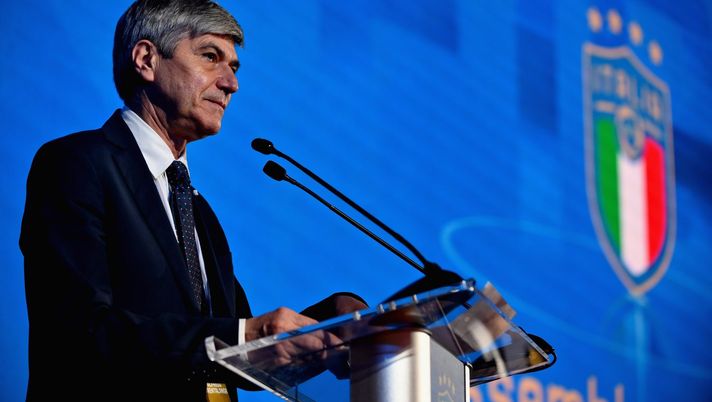 ROME, ITALY - FEBRUARY 22:  AIA President Alfredo Trentalange attends  the FIGC Elective Assembly at Cavalieri Waldorf Astoria Hotel on February 21, 2021 in Rome, Italy.  (Photo by Marco Rosi/Getty Images) 