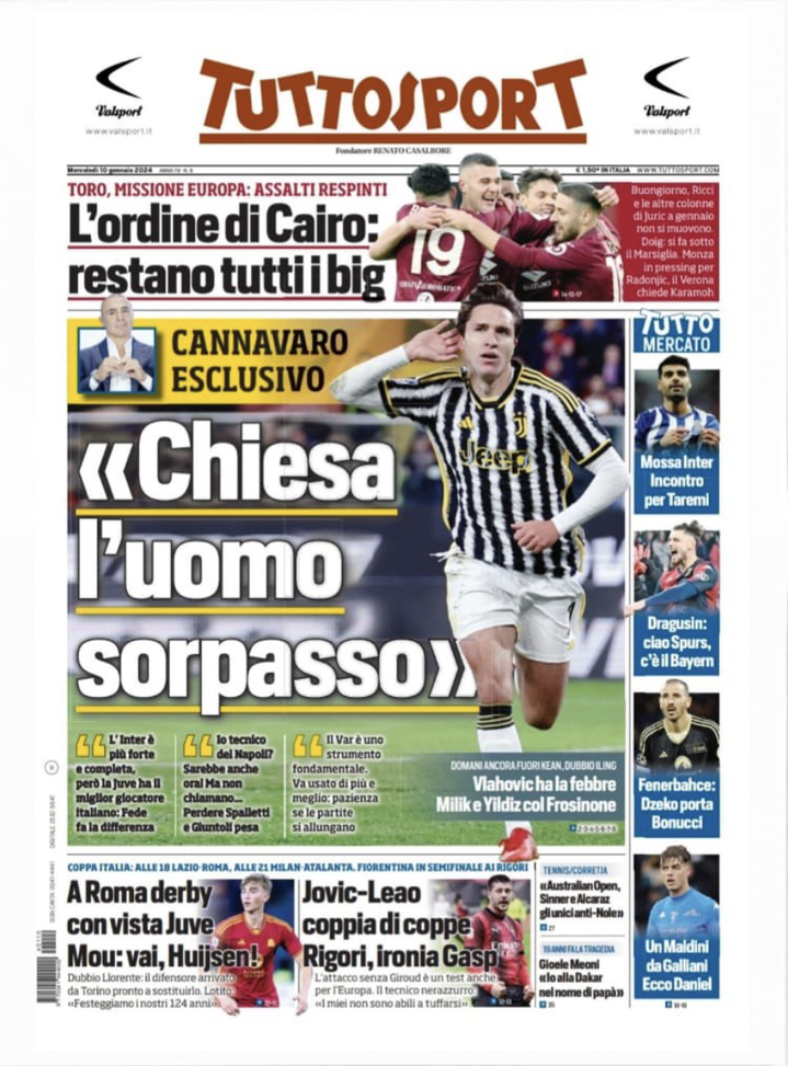 EDICOLA TS – Mossa Inter: incontro per Taremi. Cannavaro: “Nerazzurri più forti della Juve” - immagine 1