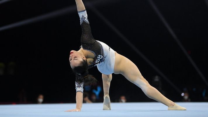 BASEL, SWITZERLAND - APRIL 25: Vanessa Ferrari of Italy competes in the Women's Floor Final of the European Artistic Gymnastics Championships at St. Jakobshalle on April 25, 2021 in Basel, Switzerland. (Photo by Matthias Hangst/Getty Images) 