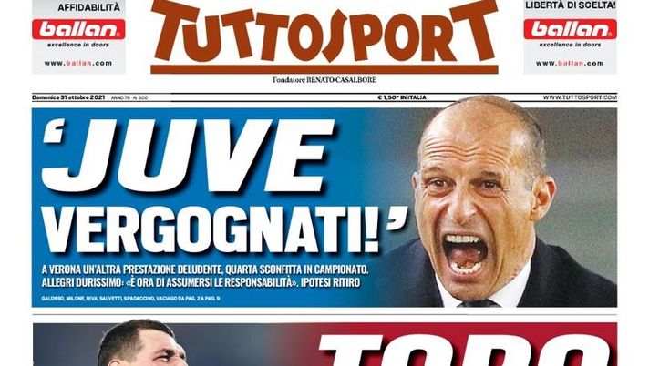 Prima Pagina, Tuttosport: “Juve vergognati! Toro goditela!” Prima Pagina, Tuttosport: “Juve vergognati! Toro goditela!” - immagine 1