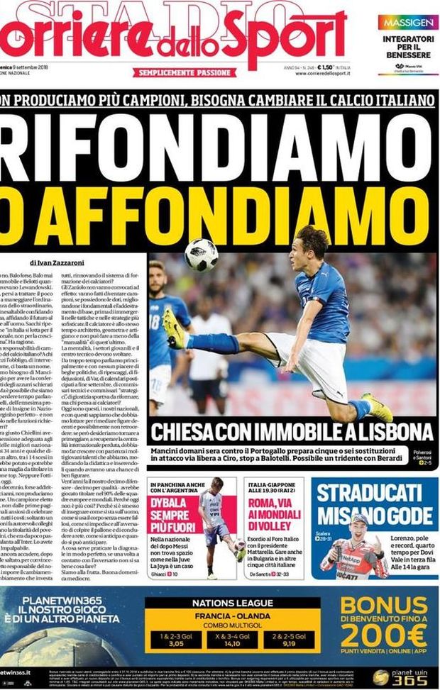 Prima Pagina, Corriere dello Sport: “Rifondiamo o affondiamo. Chiesa con Immobile. Dybala sempre più fuori…” Prima Pagina, Corriere dello Sport: “Rifondiamo o affondiamo. Chiesa con Immobile. Dybala sempre più fuori…”