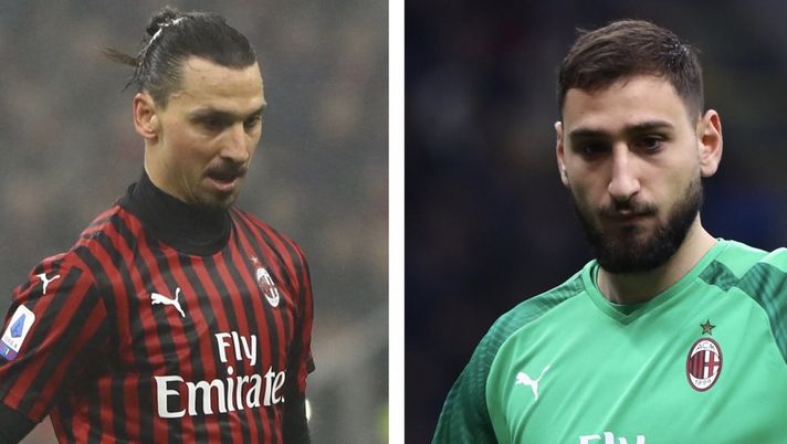 Zlatan Ibrahimovic e Gianluigi 'Gigio' Donnarumma, attaccante e portiere dell' AC Milan. Entrambi in scadenza di contratto e alle prese con il rinnovo | Calciomercato AC Milan News (Getty Images) 
