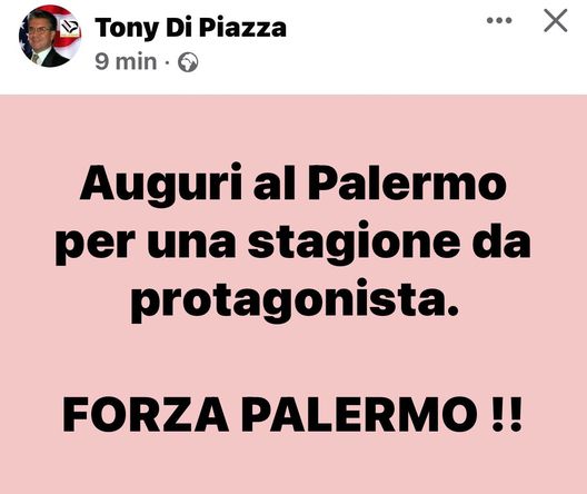 Tony Di Piazza: “Auguri al Palermo per una stagione da protagonista. Forza!”- immagine 2