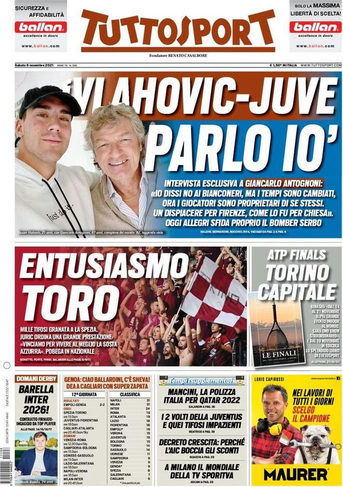 Prima Pagina, Tuttosport: “Vlahovic-Juve, parlo io! Barella, Inter 2026″ - immagine 1