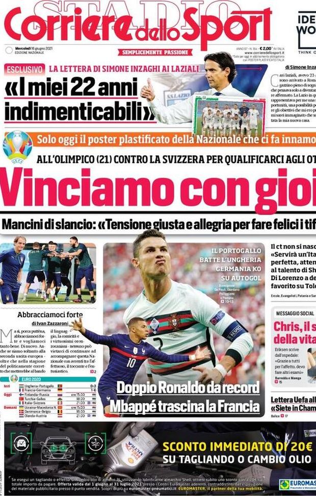 EDICOLA CDS – Chris il selfie della vita. Italia, vinciamo con gioia EDICOLA CDS – Chris il selfie della vita. Italia, vinciamo con gioia