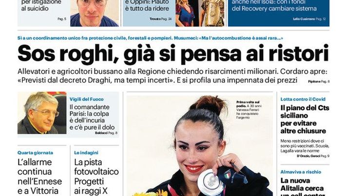 Prima Pagina, Giornale di Sicilia: “Sos roghi, già si pensa ai ristori” 