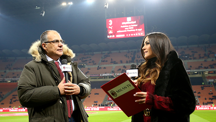 Mauro Suma e Giorgia Palmas di Milan TV a San Siro (credits: acmilan.com) Mauro Suma e Giorgia Palmas di Milan TV a San Siro (credits: acmilan.com)