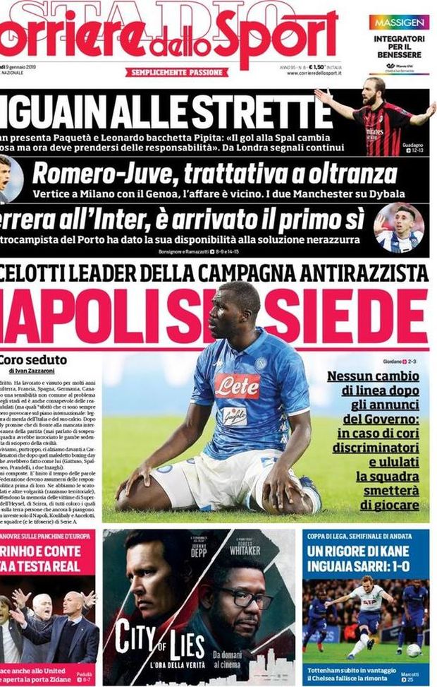 Prima Pagina, Corriere dello Sport: “Napoli si siede. Higuain alle strette. Herrera all’Inter, primo sì…” Prima Pagina, Corriere dello Sport: “Napoli si siede. Higuain alle strette. Herrera all’Inter, primo sì…”
