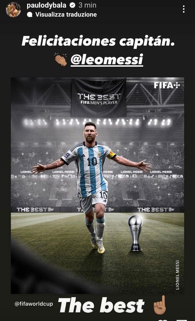 FIFA The Best 2022, Messi è il miglior giocatore. Dybala: “Congratulazioni capitano”- immagine 2